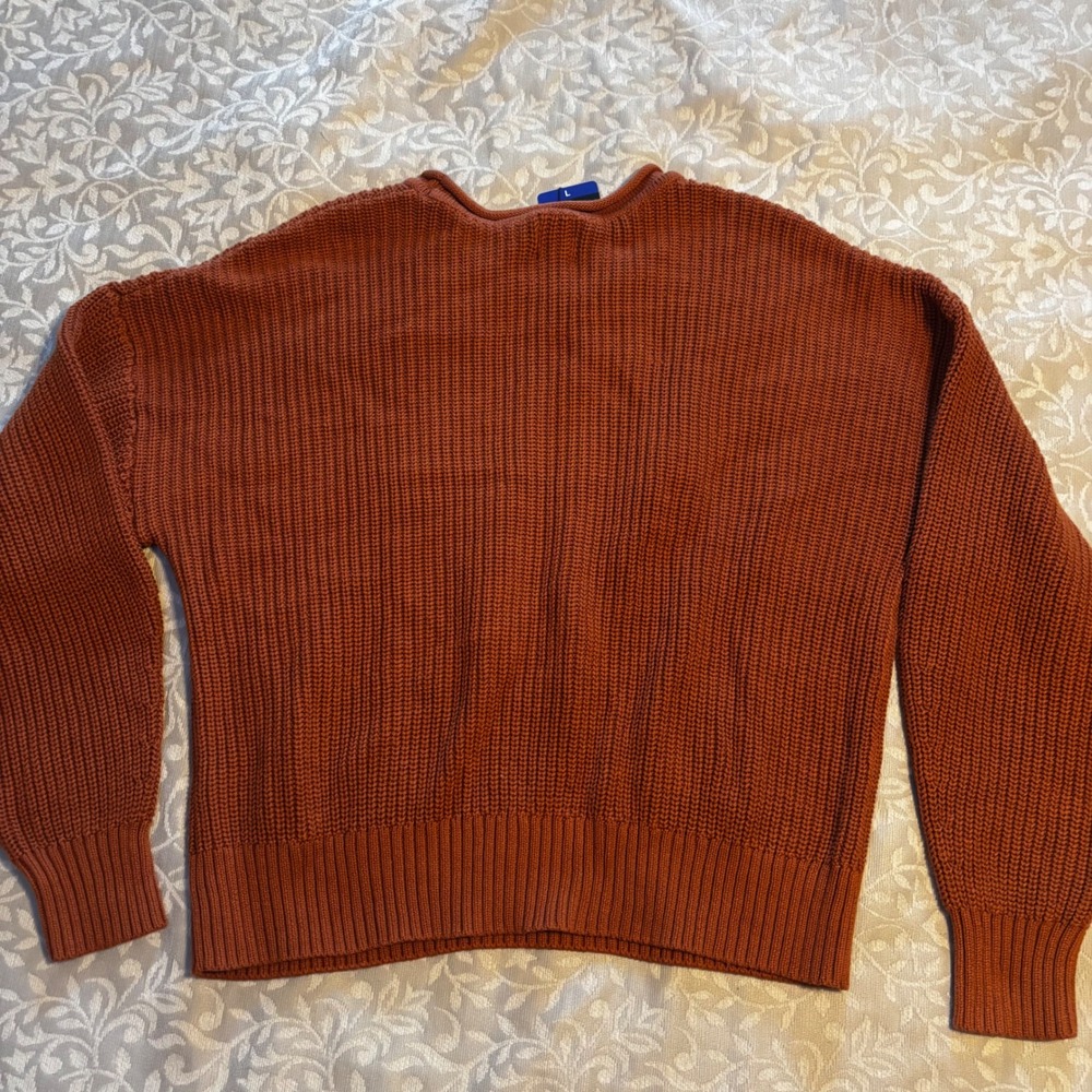 GAP Crewneck Sweater Rust Brown Chunky Knit Women's L (HC) - Picture 5 of 7